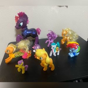 9 My little ponies! One big one that lights up some hair cut-